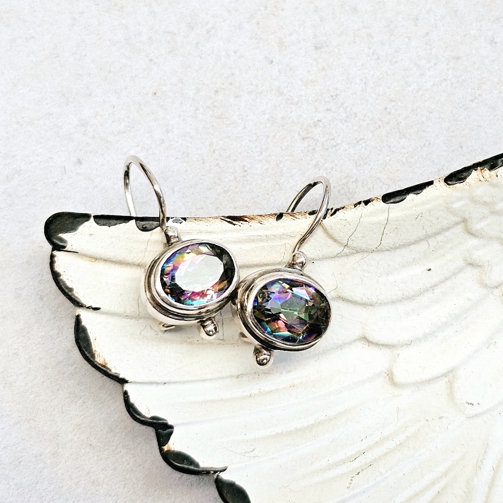 Sarda Mystic Topaz Earrings in 925 Silver - Picture 3 of 15